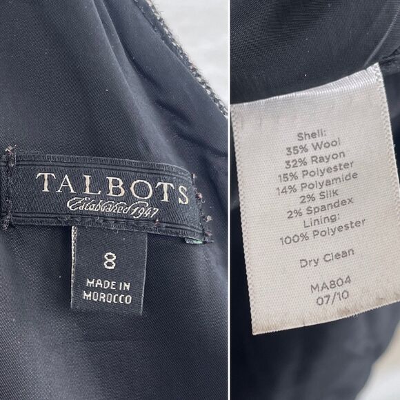 Talbots Tweed Wool Blend Sheath Dress & Jacket Suit Set Gray Career Womens 6 8 - Picture 10 of 12